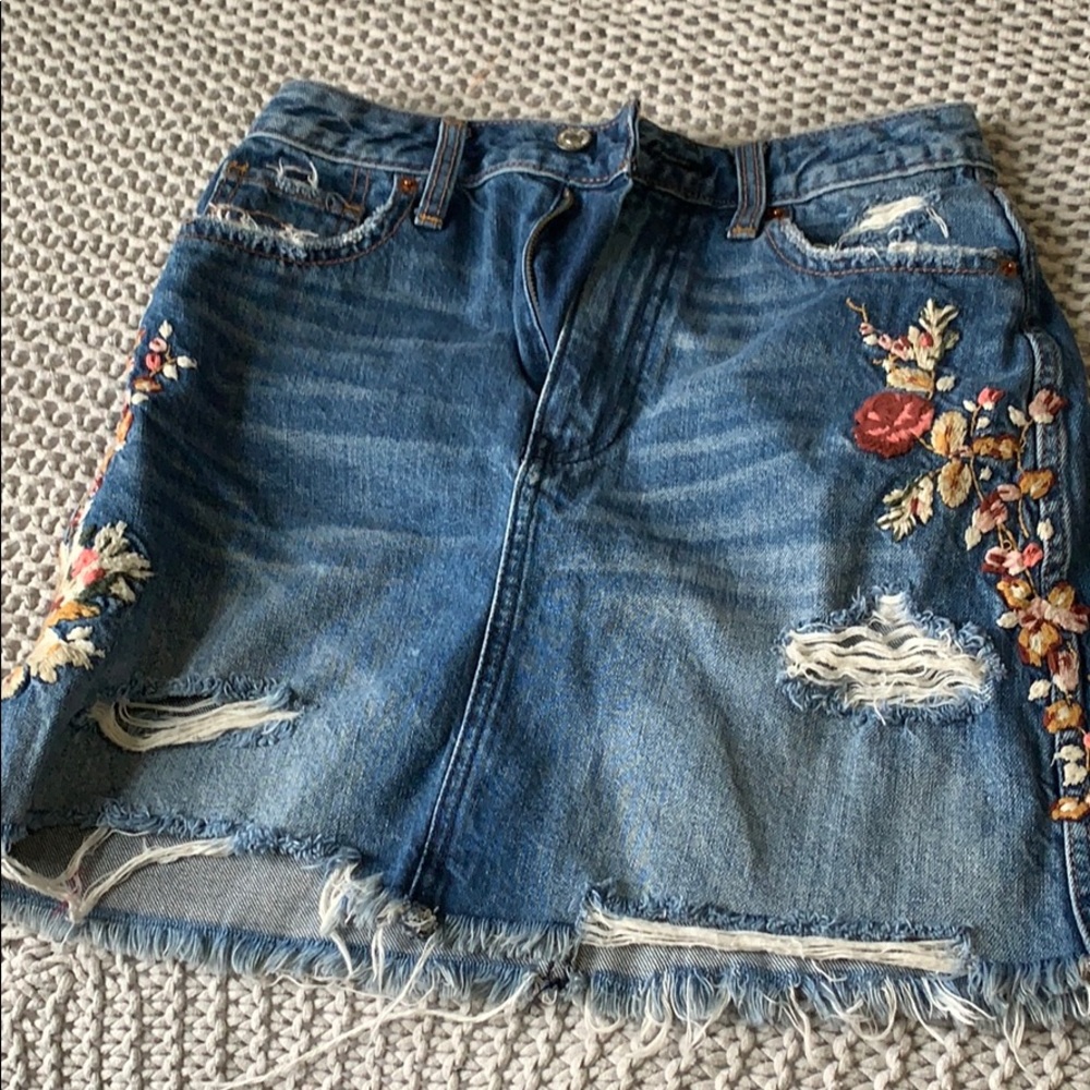 Abercrombie Floral Jean Skirt